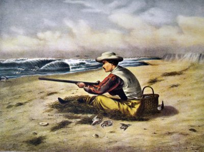 Currier & Ives Illustration 19th Century. Beach Snipe Shooting by N. and Ives, J.M. Currier